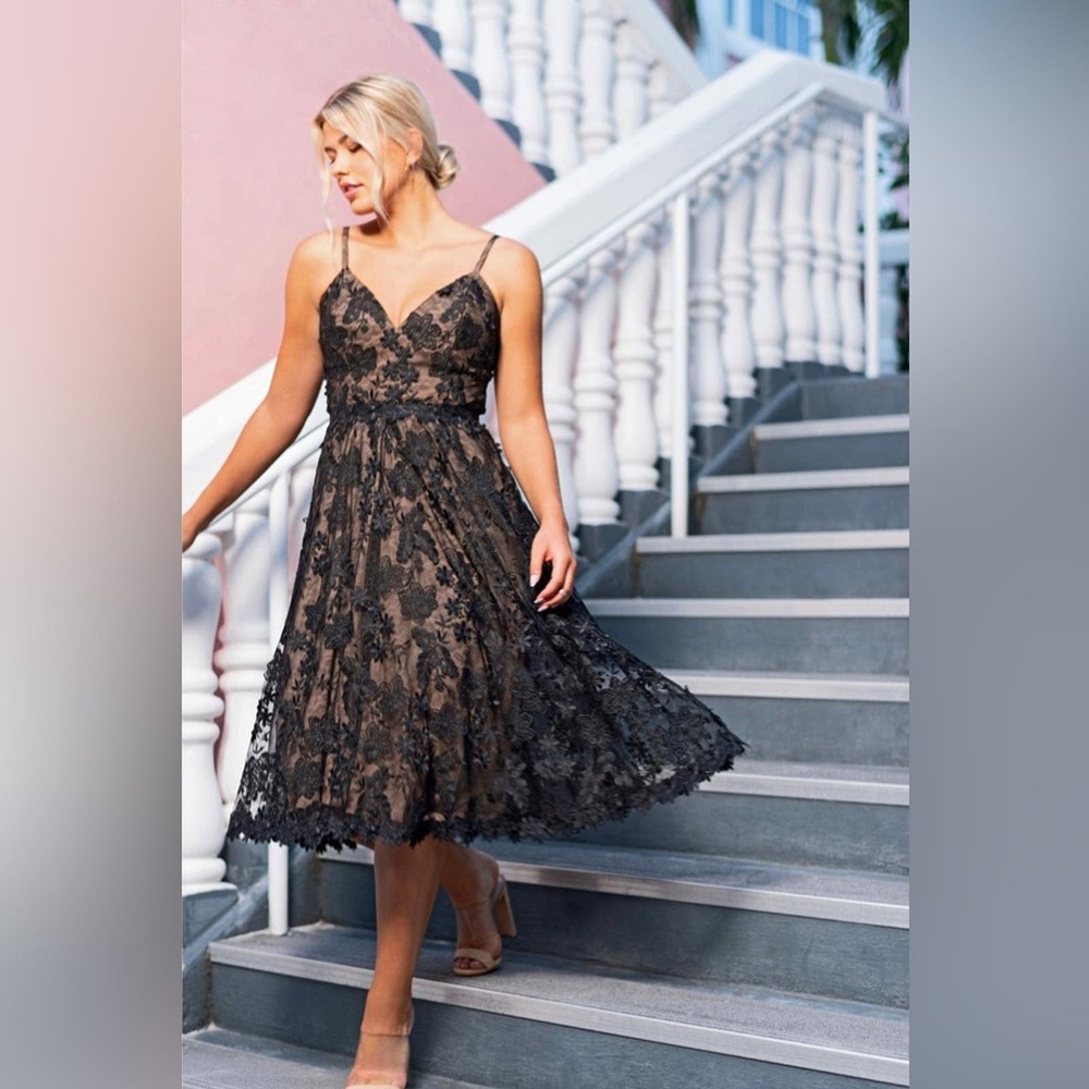 Dress The Population Tahani Dress Black Nude L